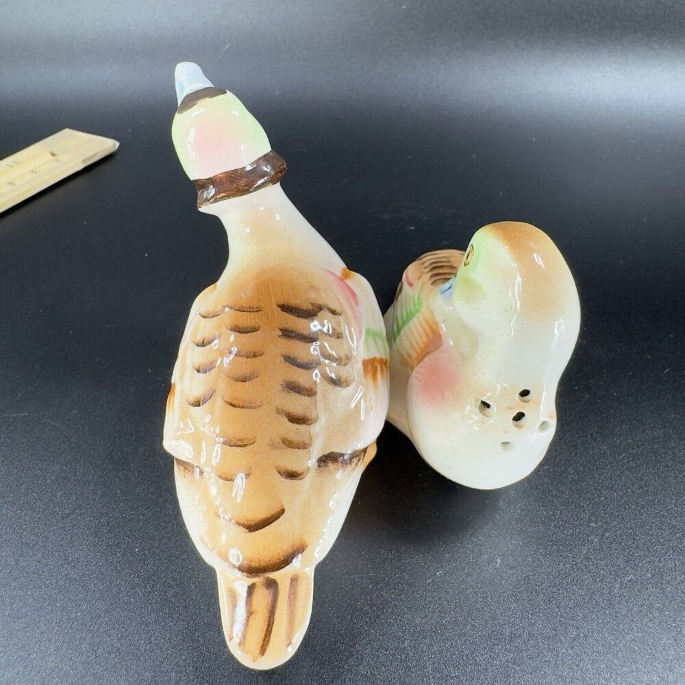 Vintage Ceramic Salt Pepper Shaker Set Ducks Birds Colorful Made Japan Shakers - Picture 9 of 9